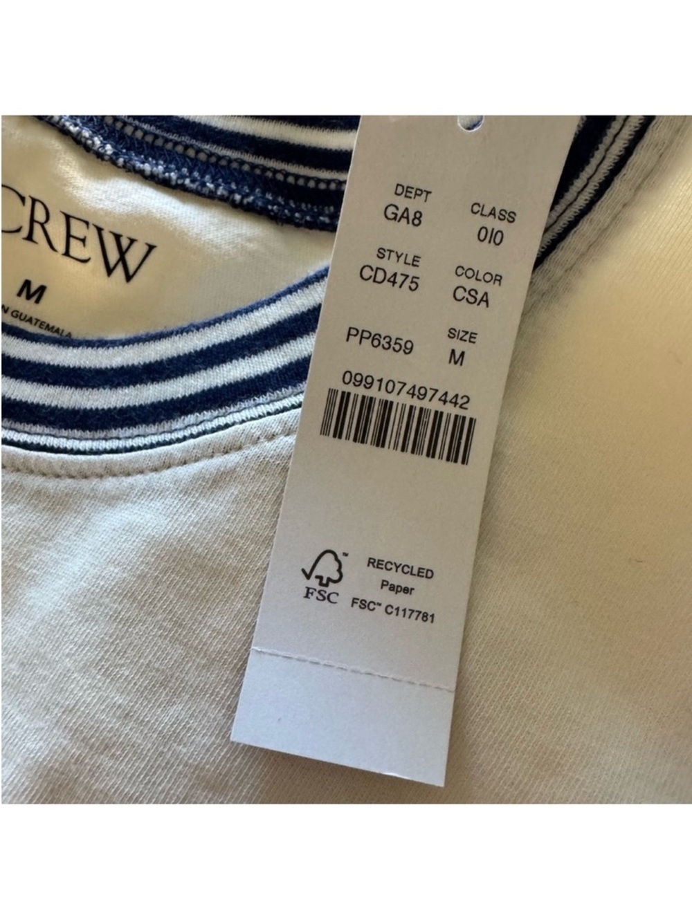 NWT J. Crew White Short-Sleeve Embroidered Nautical Anchor Tee with Navy Trim - Picture 5 of 8
